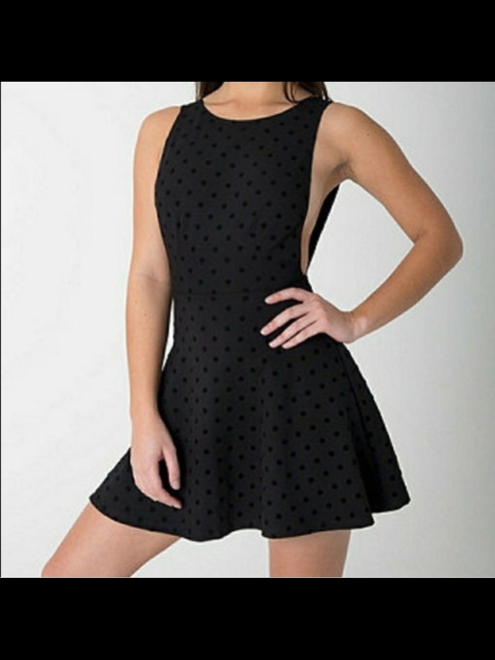 American Apparel Black Polka Dot Side-boob Cutout Mini Dress